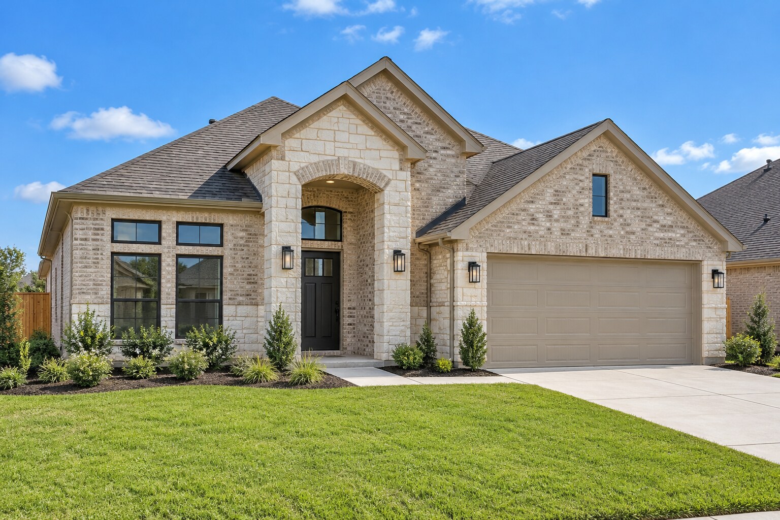 A home with landscaped surroundings